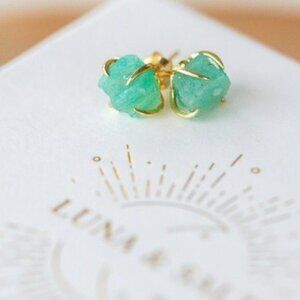 Amazonite Stud Earrings Raw Gemstone Studs BEAUTIFUL color Amazonite Gemstone